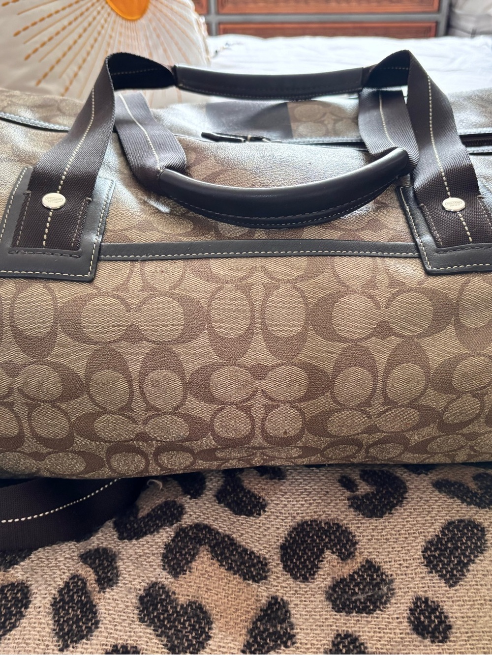 Coach Brown Signature Canvas Duffel Bag - Picture 10 of 13